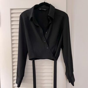 Zara Wrap Top Black Size L